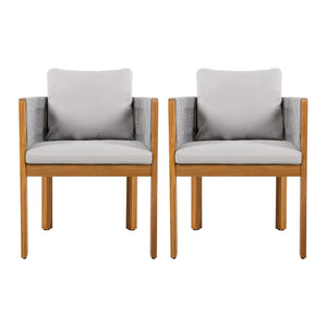 English Elm Christopher Knight Home® - Acacia Outdoor Dining Chairs Set of 2 with Rope Handles, Waterproof Washable Cushions, 400 lb Capacity Grey,Teak N779P279983G