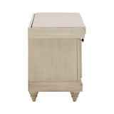 Homelegance By Top-Line Nikita Storage Bench with Linen Seat Cushion White Wood