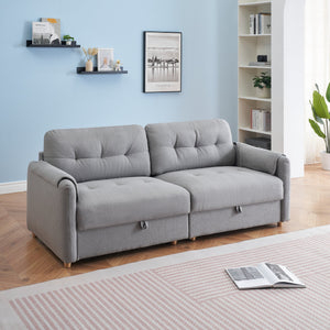 English Elm 79.50" Teddy Cotton-Linen Sofa With Metal Legs - Stylish 3-Seat Comfort For Modern Living Rooms W3356S00030