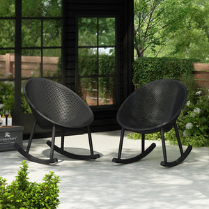 English Elm Christopher Knight Home® - Gable Weather-Resistant Rocking Chair Set of 2 — Durable Polypropylene Resin, Easy-Maintenance Outdoor Seating Black N775P176710B