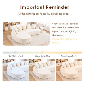 English Elm New Chenille L-shaped Sectional Curved Chaise Modular Sofa for Modern Living Spaces W2231S00053