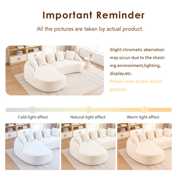 English Elm New Chenille L-shaped Sectional Curved Chaise Modular Sofa for Modern Living Spaces W2231S00053