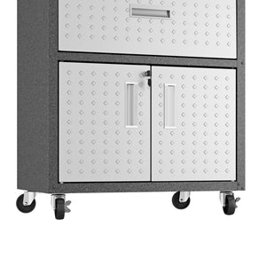 English Elm Rolling Metal Garage Cabinet with Locking Doors Diamond Texture Industrial Storage Dark Grey B365P398218