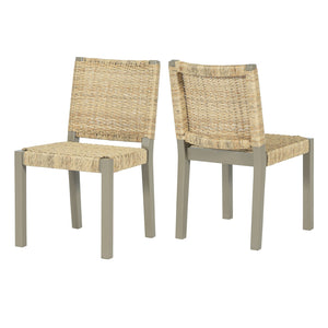 English Elm Farmhouse Solid Wood Dining Chairs Set of 2 with Rattan Backrest, Champagne Finish, Durable Craftsmanship Gold N842P271333E
