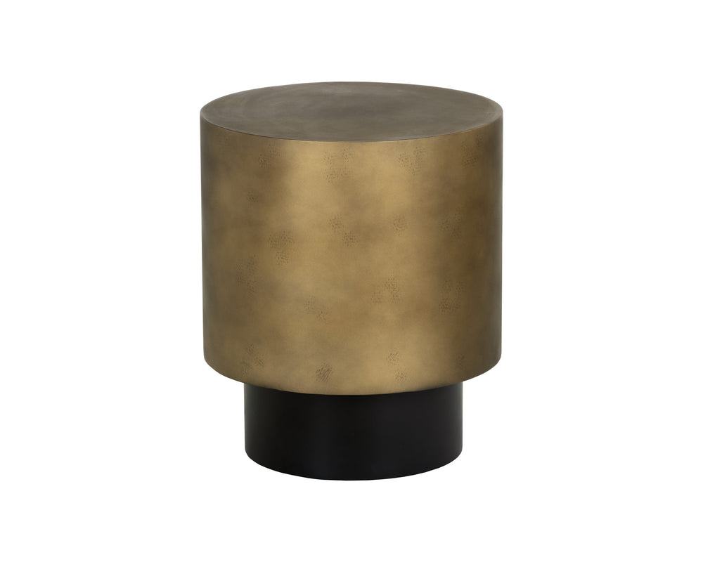 Sunpan Bernaby End Table - Elegant Round Design with Hand-Painted Finish, Perfect for Contemporary Spaces Antique Brass