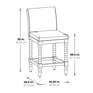 OSP Home Furnishings ELIZA 26" Spindle Counter Stool  Linen / Black