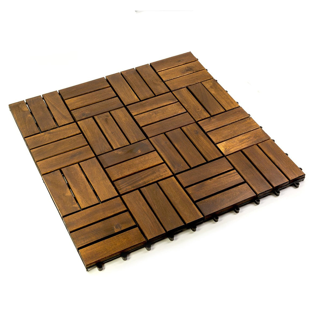 English Elm Acacia Wood Interlocking Deck Tiles Snap Together Patio Balcony Floor 30 Pack T3656P456176