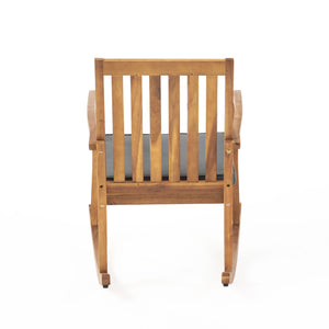 English Elm Christopher Knight Home® - MONTROSE Rocking Chair with Acacia Wood Frame and Water-Resistant Cushion for Cozy Outdoor Relaxation Teak 39.5 L x 28.25 W x 7 H 62389.00