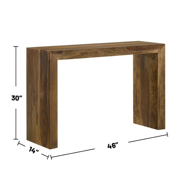 English Elm Rectangular Solid Wood Entryway Console Table – Modern Rustic Charm In Rich Auburn Finish Perfect For Any Space B016P373113-GIGA