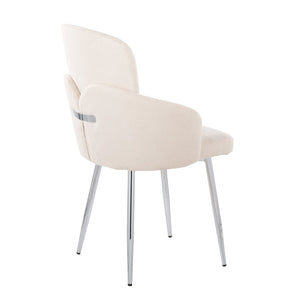 English Elm Dahlia Modern Dining Chair Set Of 2 In Cream Fabric With Stylish Chrome Accents – Elegant Comfort B202S01199