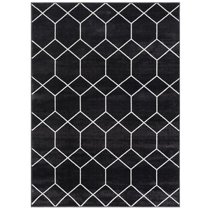 JLA Home Madison Park - Trellis Averie Turkish Woven Area Rug — Black & Cream Trellis Pattern, Medium Pile, OEKO‑TEX Safe MP35-8064