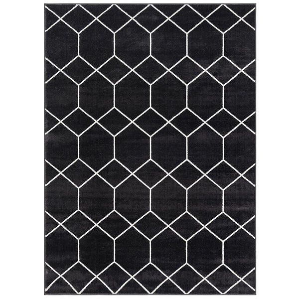 JLA Home Madison Park - Trellis Averie Turkish Woven Area Rug — Black & Cream Trellis Pattern, Medium Pile, OEKO‑TEX Safe MP35-8064