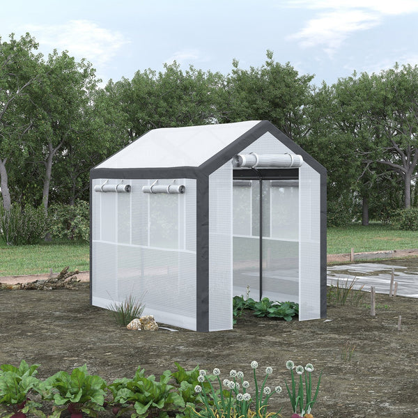 English Elm Outsunny Walk-in Garden Greenhouse Steel Frame Uv Cover 18 Shelf Ventilated Growing Space W2225P229112