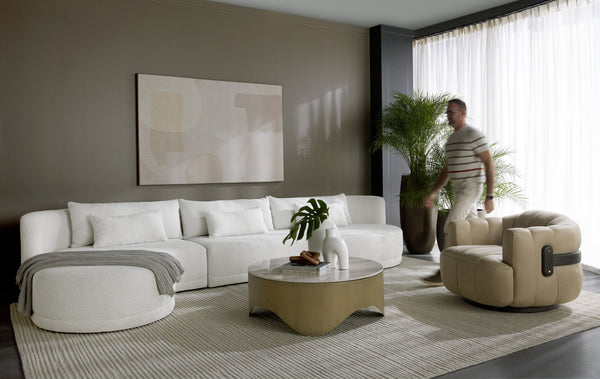 Sunpan Laken Sofa Chaise - Elegant Boucle Upholstered Design for Maximum Comfort and Modern Living Spaces Left Arm Facing - 159W x 70.5D x 30H