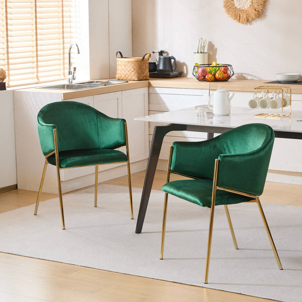 English Elm Christopher Knight Home® - Modern Velvet Upholstered Dining Chair with Plush Velvet Seat and Sleek Metallic Frame for Comfort Emerald,Gold 32.25 L x 23.75 W x 21.25 H N776P224512G