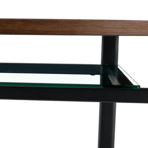 English Elm Table Set Modern Round 42 Inch Wood Grain Glass Inset with 4 Fabric Chairs for Dining W1151S04477