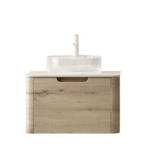 English Elm XAI 24" Wall Mounted Cabinet 7070 Light Woodgrain – One Drawer, Hot-Bend Curved Design, Soft-Close Quiet W2615P330824