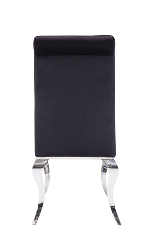 English Elm Fabiola Velvet Black Fabric Dining Side Chair Set of 2 – Stainless Steel Frame, Padded High-Back Comfort B2726P338119