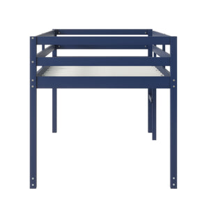 English Elm Solid Twin Loft Bed with Ladder and Reinforced Slats for Storage-Friendly, Space-Saving Bedrooms Blue W504P190958