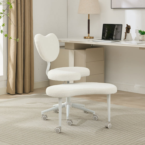 English Elm Meditation Chair Plus with Memory Foam Seat and Lumbar Support, Swivel Footstool for Active Sitting Ivory W1143P314942
