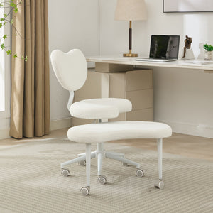 English Elm Meditation Chair Plus patented active seating with lumbar support, swivel footstool & memory foam comfort Ivory W1143P314942