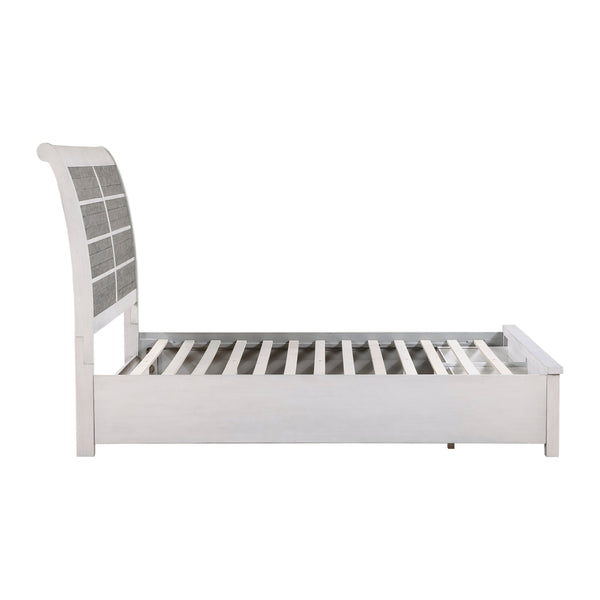 English Elm Antique Ambrose Queen Platform Bed with Footboard Storage Drawers Rustic Acacia Veneer Finish Antique Gray,Antique White 67.25 L x 43.75 W x 7.75 H B011S01450
