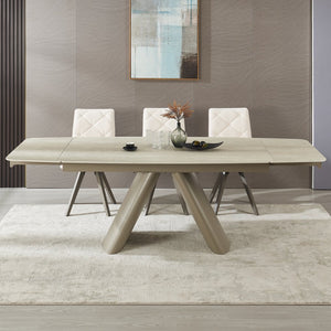 English Elm 1+6 Sintered Stone Extendable Dining Table Seats Six with Steel Base Modern W5630S00008