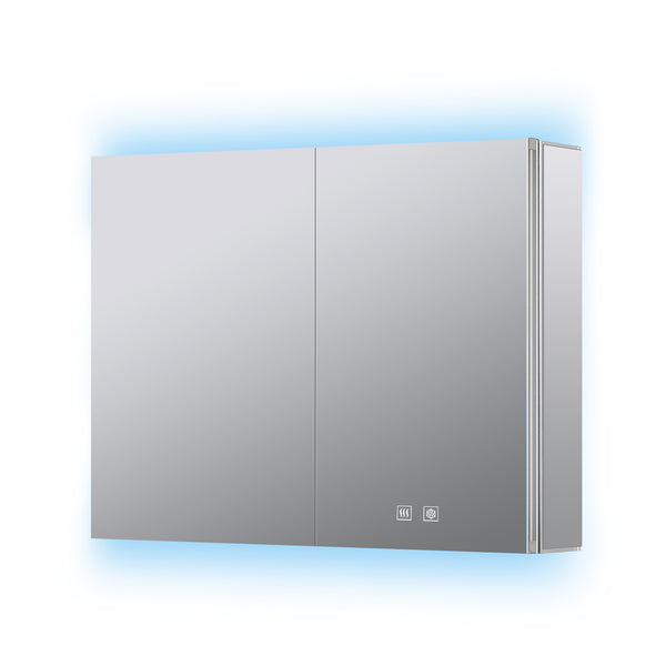 English Elm Corsica Double Door Led Medicine Cabinet with Defogger and Aluminum Frame for Bathrooms B2731P477801