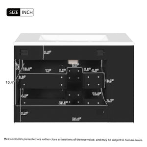 English Elm 30'' Wall Mounted Bathroom Vanity with Ceramic Sink, Floating MDF Cabinet, Soft-Close Drawers & Ample Storage Black N710P334915B