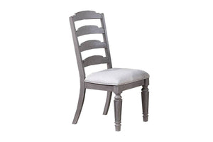 English Elm Light Grey Upholstered Ladder Back Dining Chairs Set of 2 — Comfortable Wooden Frame Side Seating, 19"x25"x40" B011P287307