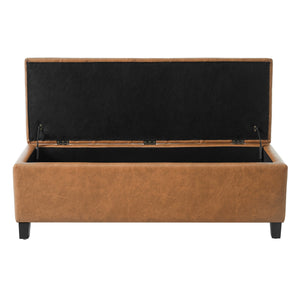 English Elm Ottoman Storage Bench Boucle Tufted Upholstered with Rubberwood Legs Bedroom Entryway N779P369512B