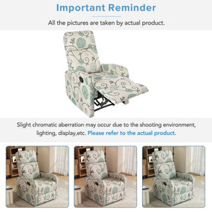 English Elm Christopher Knight Home® - Modern Recliner Plush Manual Recliner Chair with Ergonomic Support, 3-Position Backrest, Durable Fabric Comfort Beige+Blue N763P256491C