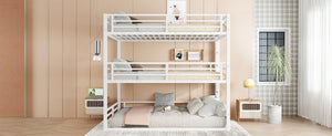 English Elm Queen Metal Triple Bunk Bed - Stylish Queen Over Queen Over Queen Design, Heavy-Duty, Safe & Quiet W1580S00167-GIGA