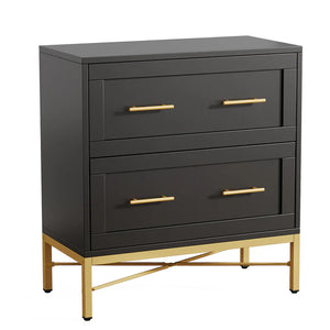 English Elm Multi-functional Nordic Filing Cabinet White Two Drawer Gold Handle Home Office Storage Black T3971P449965