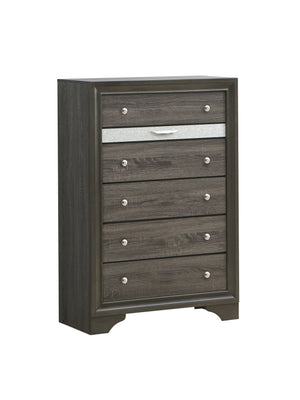 English Elm Madrid 6-Drawer Chest with Felt-Lined Full-Extension Drawers, Modern Laminate Wood Grain Finish Gray 56 L x 37 W x 20 H B078P285996