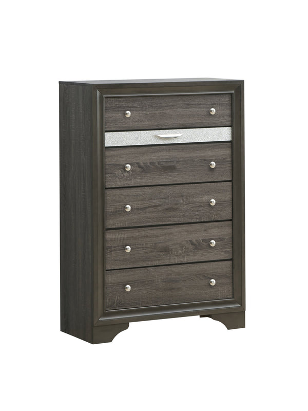 English Elm Madrid 6-Drawer Chest with Felt-Lined Full-Extension Drawers, Modern Laminate Wood Grain Finish Gray 56 L x 37 W x 20 H B078P285996