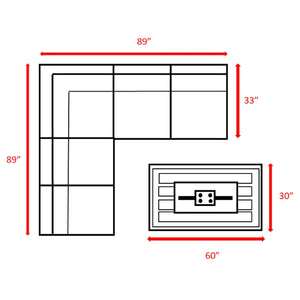 English Elm Fully Assembled 6-Piece Rattan Sectional Sofa Set With Fire Pit & Plush Cushions For Outdoor Comfort B120S00038