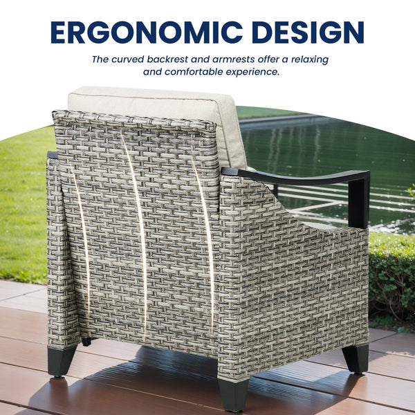 English Elm Outdoor Pe Wicker Lounge Chair Set of 2 with Deep Cushioned Seats for Patio Decks T3773P416068