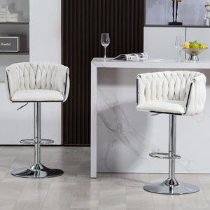 English Elm 360° Swivel Bar Stools Set of 2 with High-Rebound Cushions, Adjustable Counter Height, Sleek Chrome Frame for Kitchen Island and Cafe Seating Beige W2215P184992