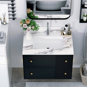 English Elm 31 Inch Marble Vanity Top With Undermount Sink, 4" Backsplash, Easy-Care Carrara Finish For Luxury W2699P192439