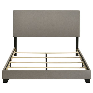 English Elm Efram Taupe Fabric Queen Bed Tall Padded Headboard Matte Black Legs Modern Bedroom B062P441116