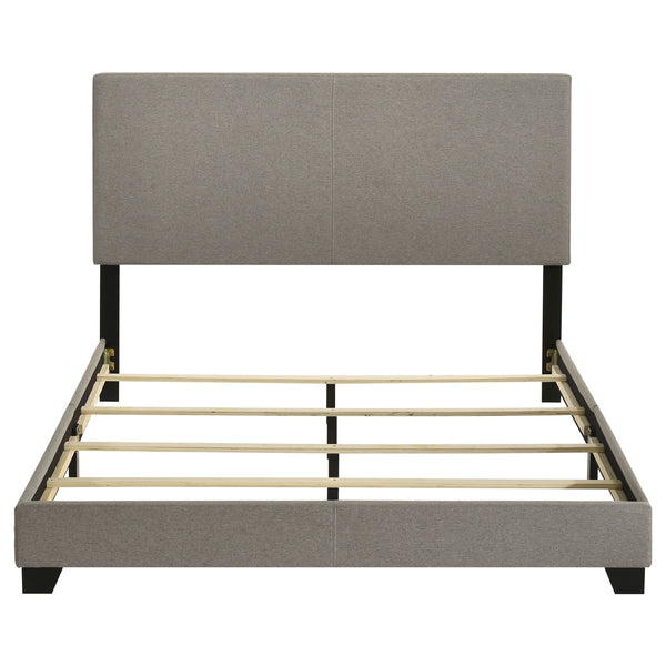 English Elm Efram Taupe Fabric Queen Bed Tall Padded Headboard Matte Black Legs Modern Bedroom B062P441116