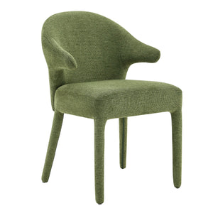 English Elm Modern Chenille Linen Accent Chair Sculptural Hollow Back Swivel Seat for Dining Vanity Green W3493P456222