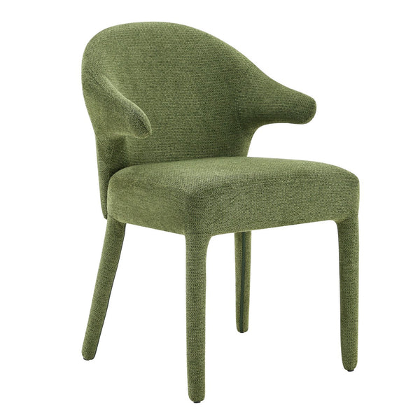 English Elm Modern Chenille Linen Accent Chair Sculptural Hollow Back Swivel Seat for Dining Vanity Green W3493P456222