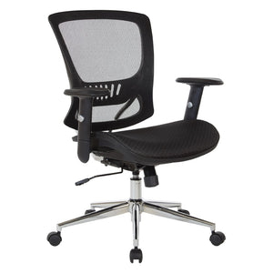 OSP Home Furnishings Mesh Back Ergonomic Office Chair with Lumbar Support Breathable Seat and Padded Arms Chrome EM98910C-3