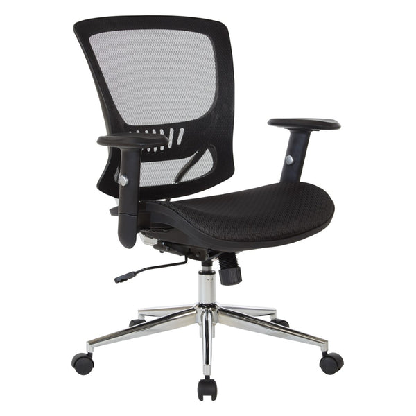OSP Home Furnishings Mesh Back Ergonomic Office Chair with Lumbar Support Breathable Seat and Padded Arms Chrome EM98910C-3