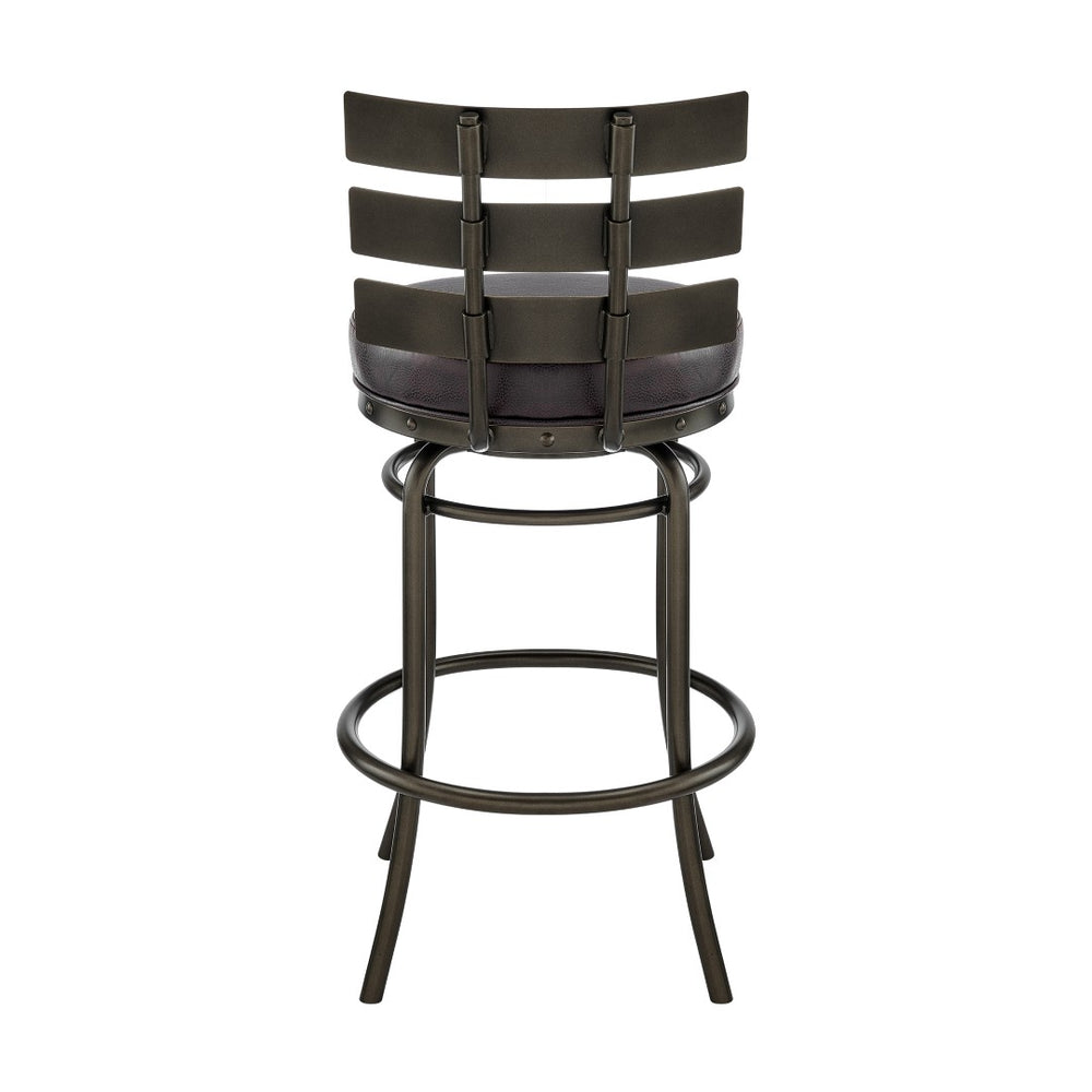 English Elm Piren Stylish Swivel Counter Stool In Mocha With Easy-Clean Brown Faux Leather For Modern Homes B2736P268535-GIGA