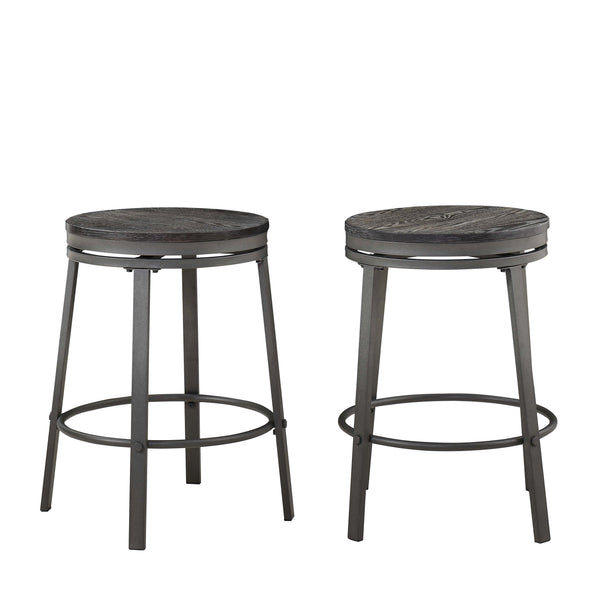 English Elm Wooden Round Counter Height Dining Set with Four Swivel Stools for Kitchen Nook B2748S00062