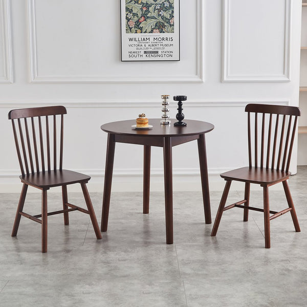 English Elm 4 solid wood dining chairs set with ergonomic curved backs, 17" seat height, anti-skid feet, easy-clean finish Walnut W2720P193107