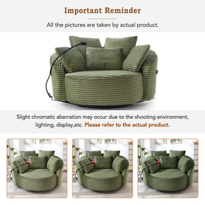 English Elm Swivel Barrel Accent Chair Chenille Tufted Round Club Seat for Living Room Lounge Green N719S002320F